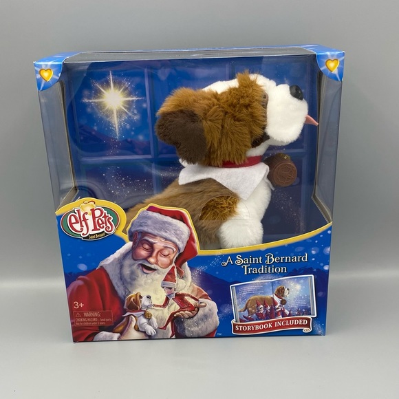 Elf Pets Saint Bernard Plush Stuffed Dog Tradition Book Elf On The Shelf Gifts - Picture 1 of 5